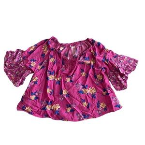 Justice | Girls Pink Floral Top with bell sleeves Size L (12/14)